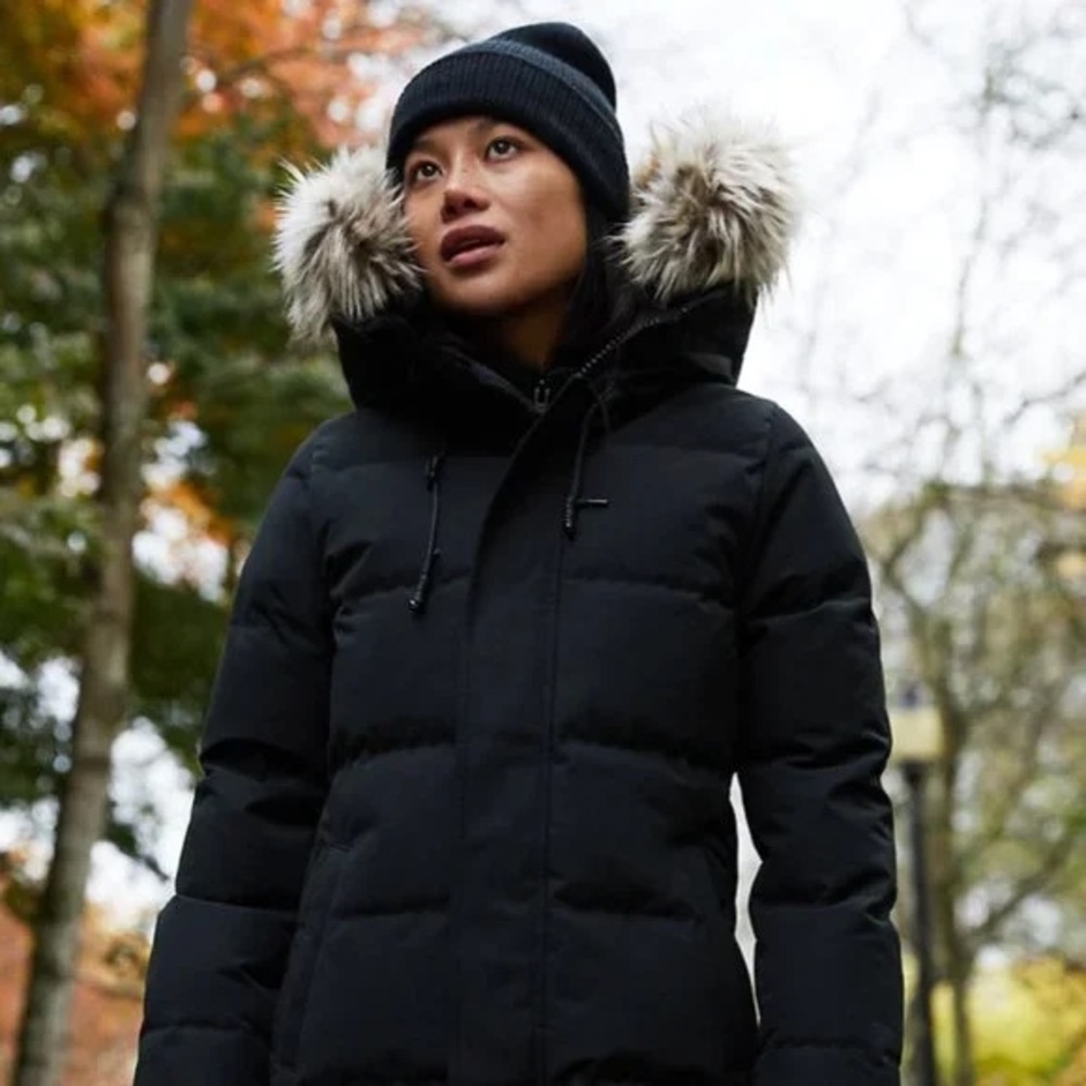 TNA St Anton Black Puffer Jacket with Faux Fur Hood - Picture 14 of 16